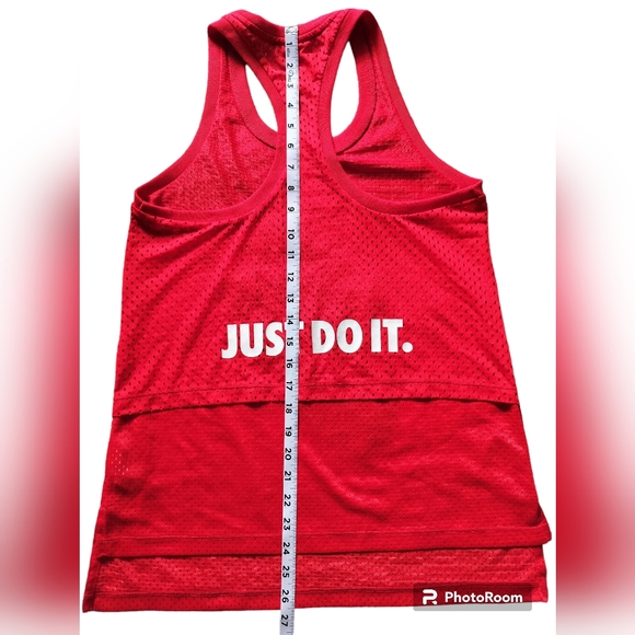 Nike women's red mesh tow layer tank top logo front on bottom layer size S - Picture 8 of 12